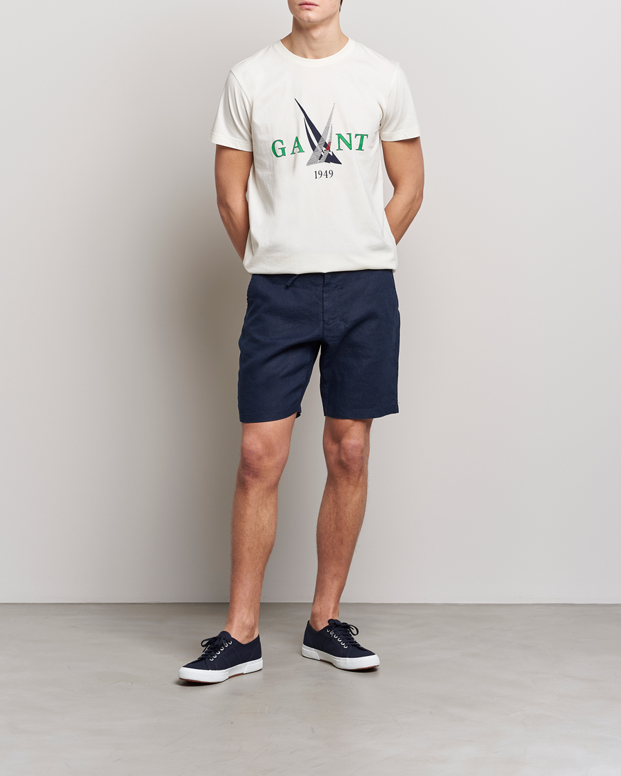 Heren | Korte broek | GANT | Relaxed Linen Drawstring Shorts Marine