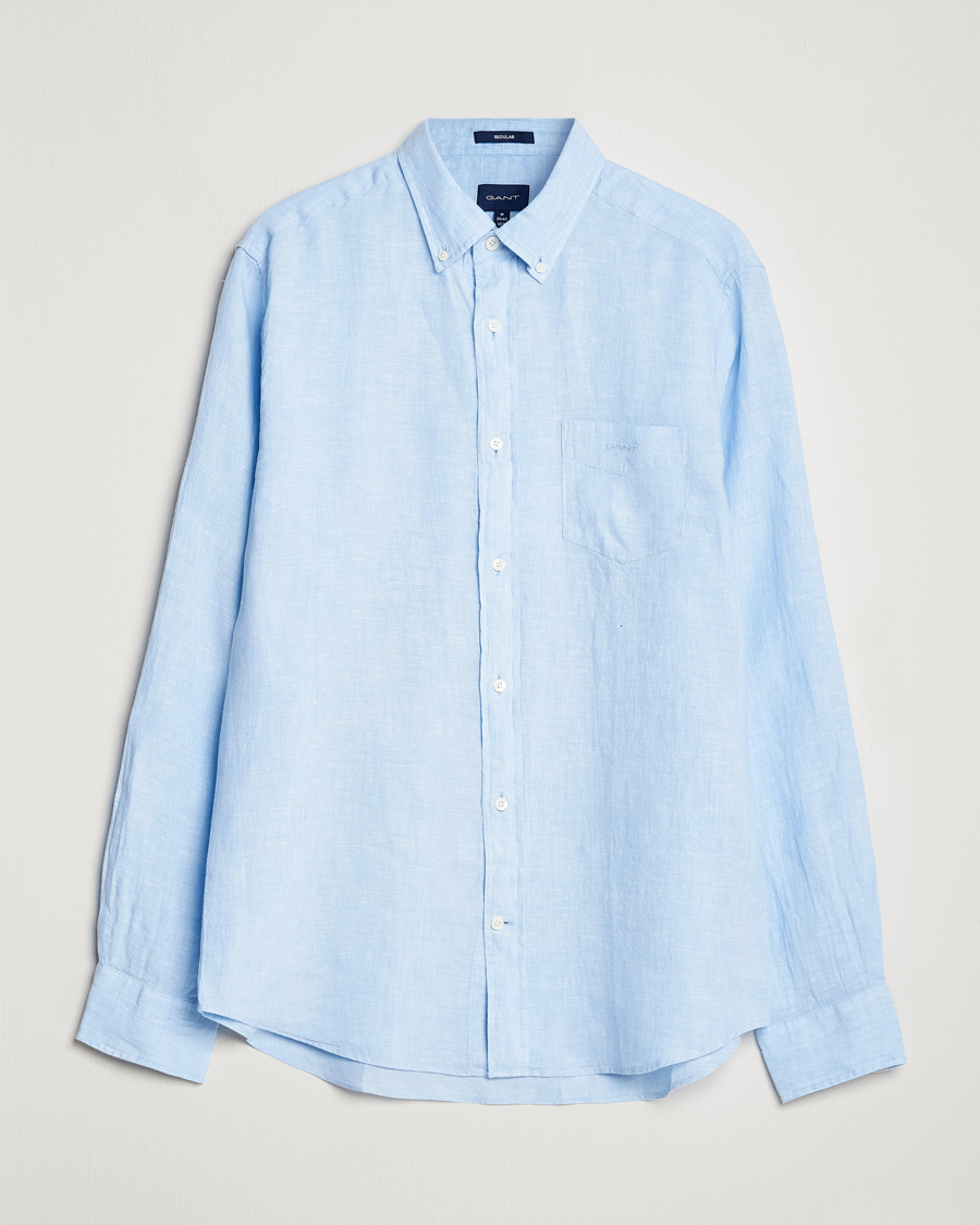 Heren | Overhemden | GANT | Regular Fit Linen Shirt Capri Blue