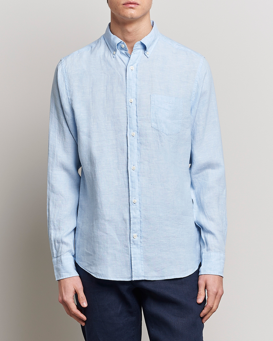 Heren | Overhemden | GANT | Regular Fit Linen Shirt Capri Blue