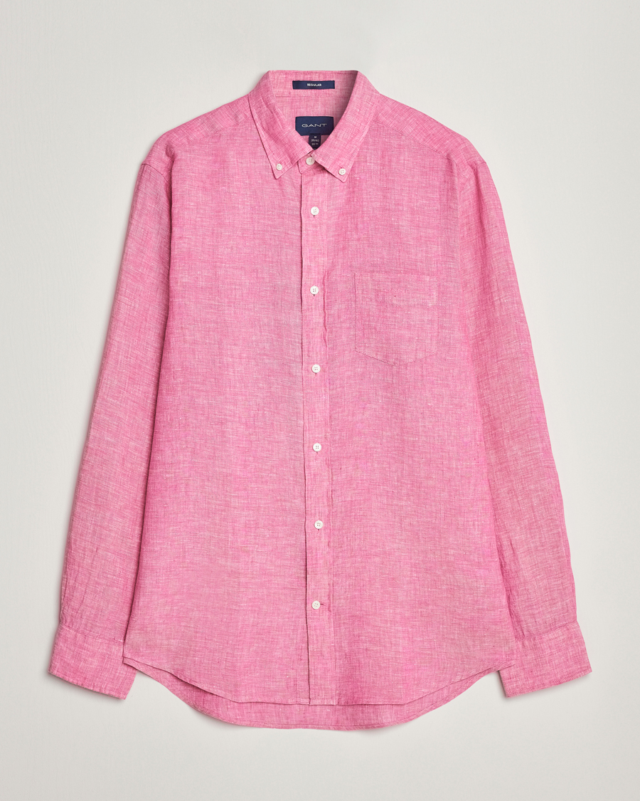 Homme | Chemises | GANT | Regular Fit Linen Shirt Pink
