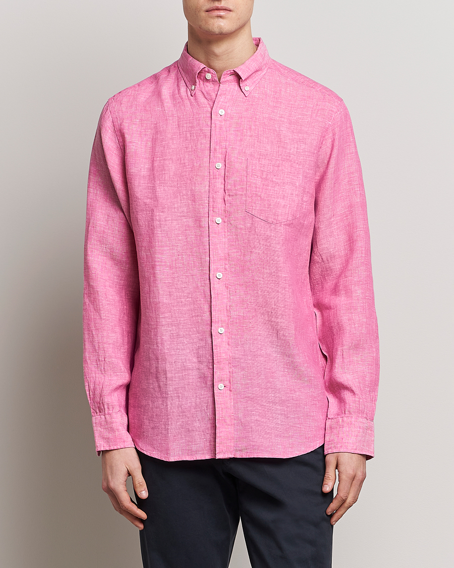 Homme | Chemises | GANT | Regular Fit Linen Shirt Pink