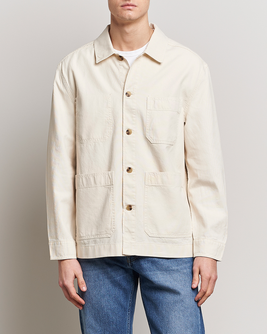Heren | Overhemden | GANT | Garment Dyed Cotton/Linen Overshirt Ecru