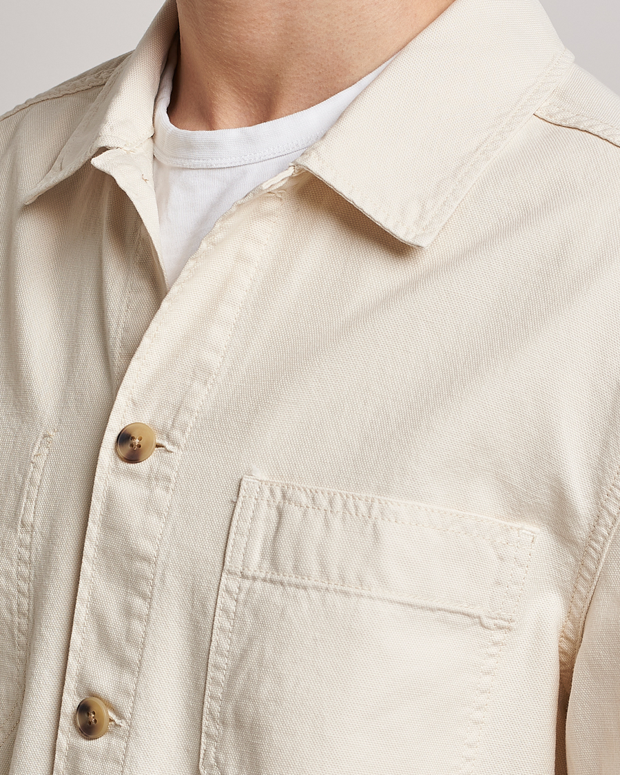 Heren | Overhemden | GANT | Garment Dyed Cotton/Linen Overshirt Ecru