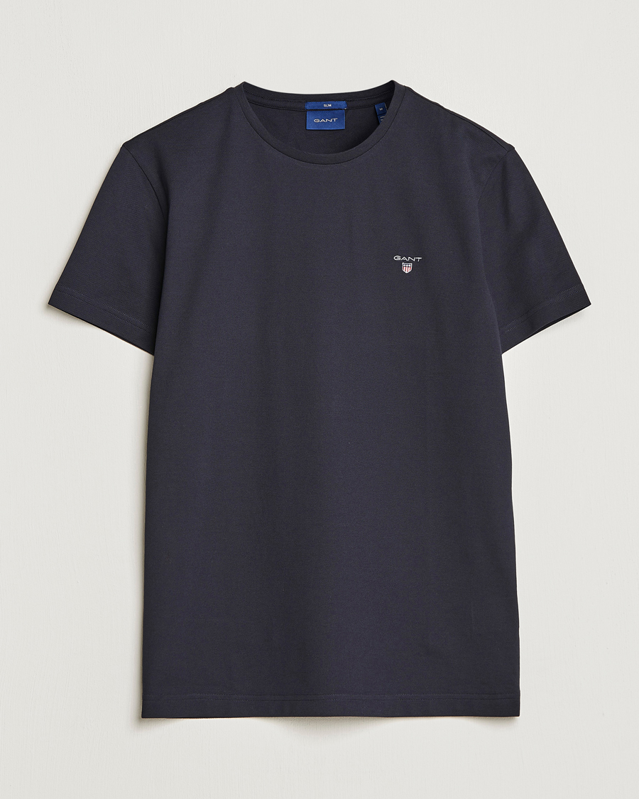 Homme | T-shirts | GANT | Cotton Pique Crew Neck T-Shirt Black