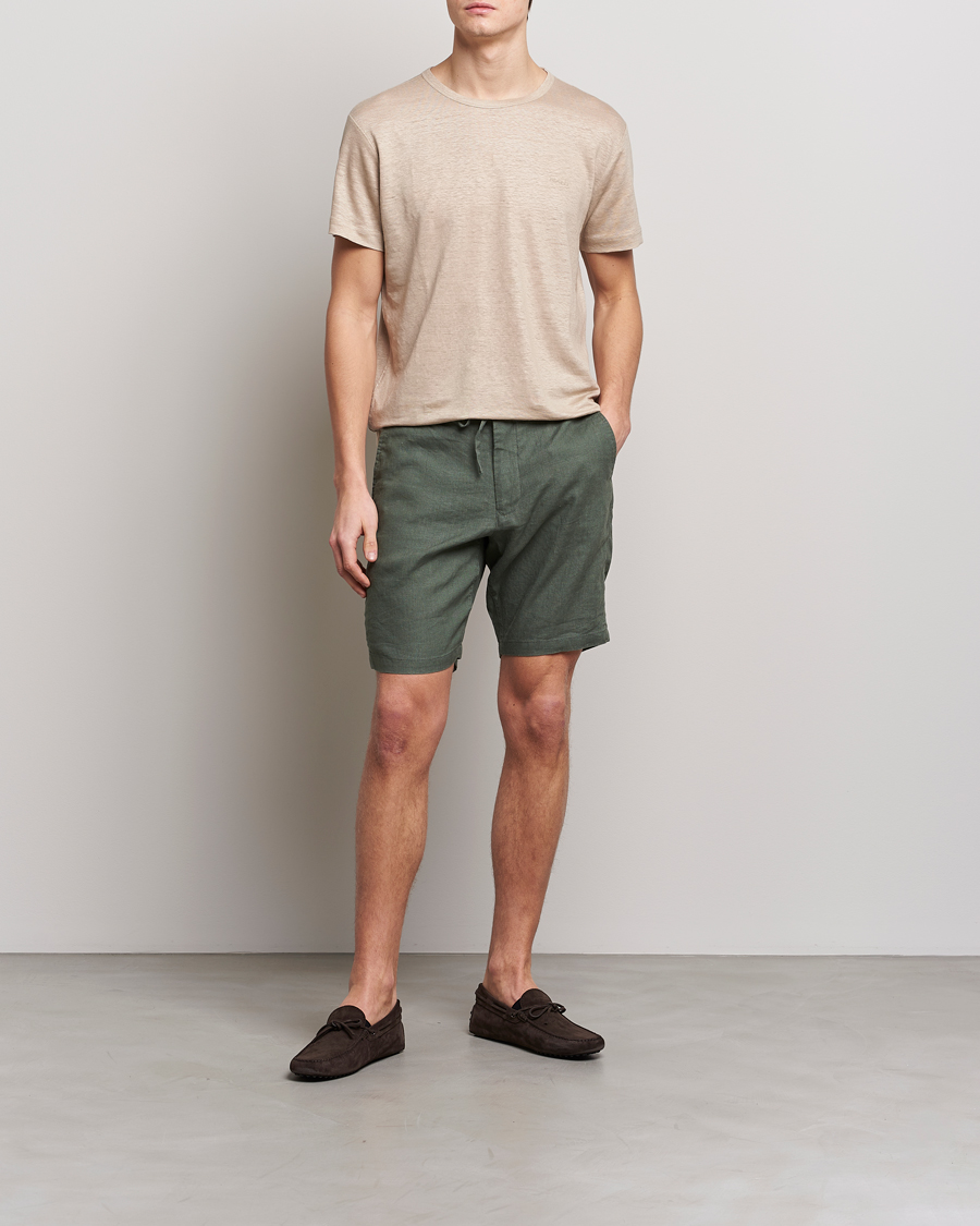 Heren | T-shirts | GANT | Cotton/Linen Crew Neck T-Shirt Khaki Beige