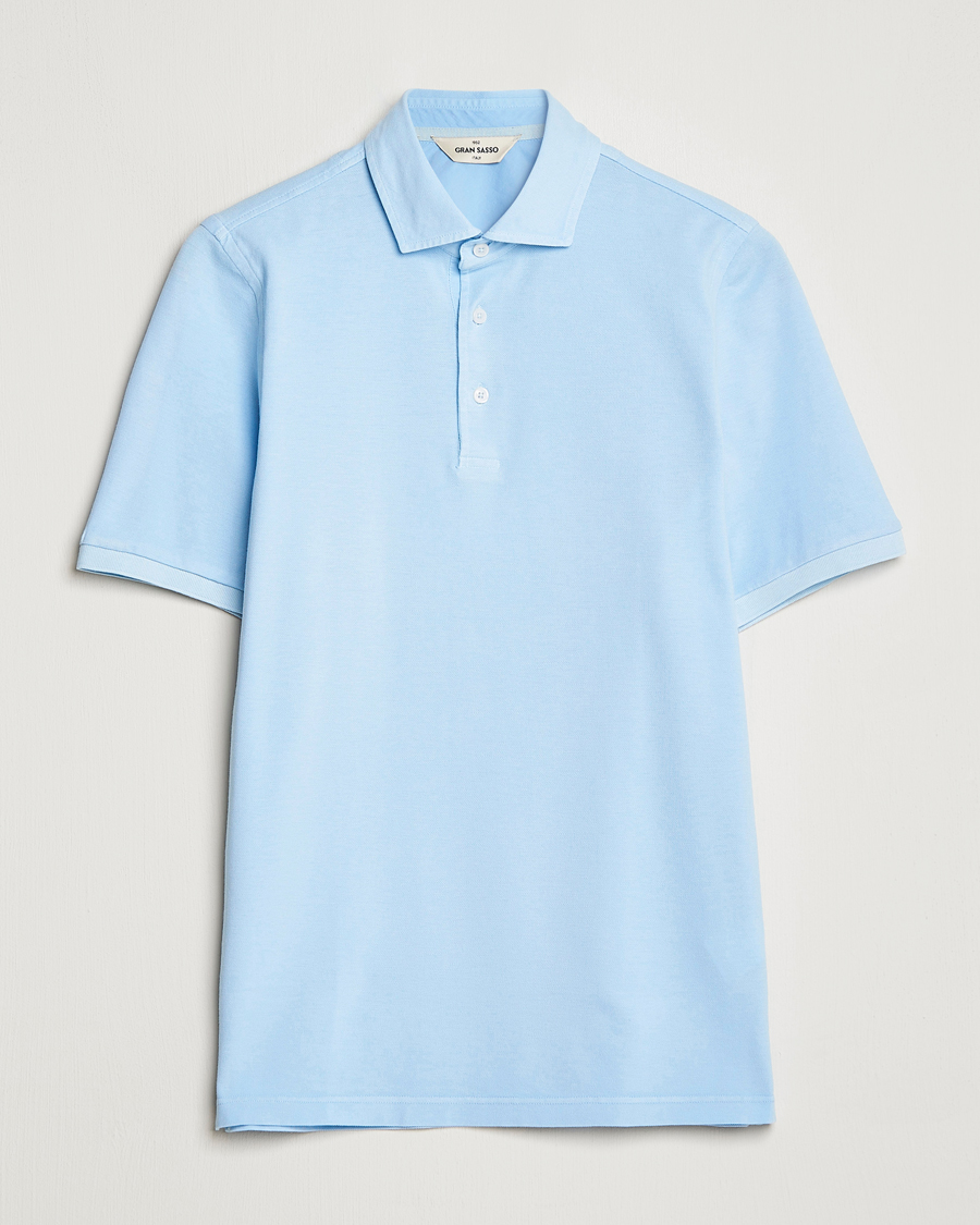 Homme | Polos | Gran Sasso | Washed Polo Light Blue