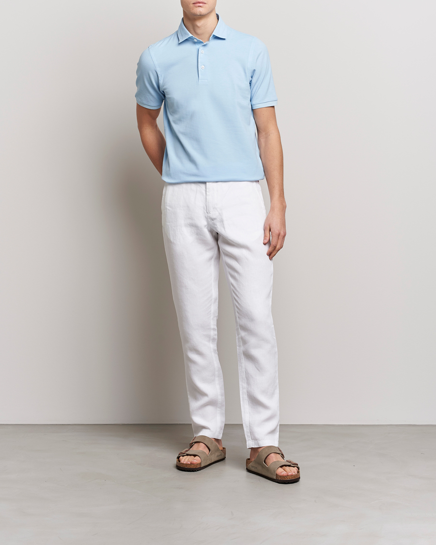 Homme | Polos | Gran Sasso | Washed Polo Light Blue