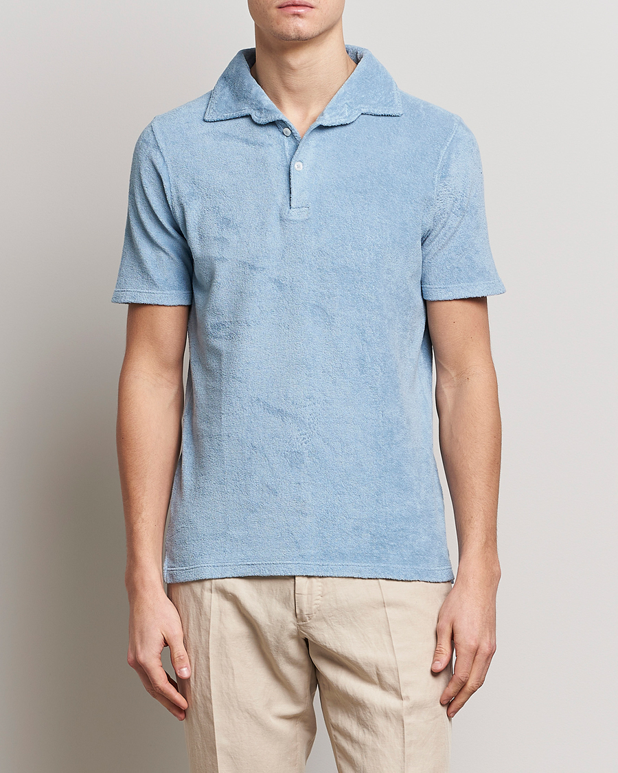 Homme | Polos | Gran Sasso | Cotton Terry Polo Light Blue