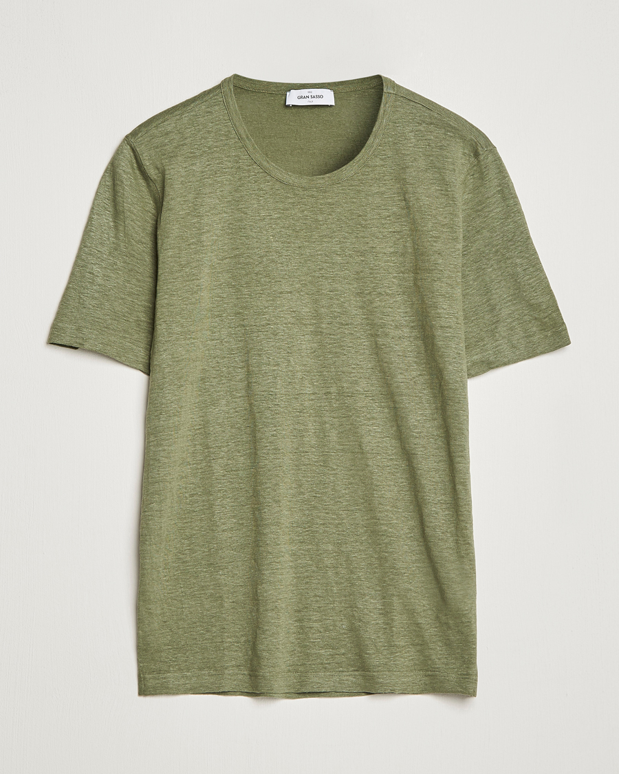 Homme | T-shirts | Gran Sasso | Washed Linen Tee Olive