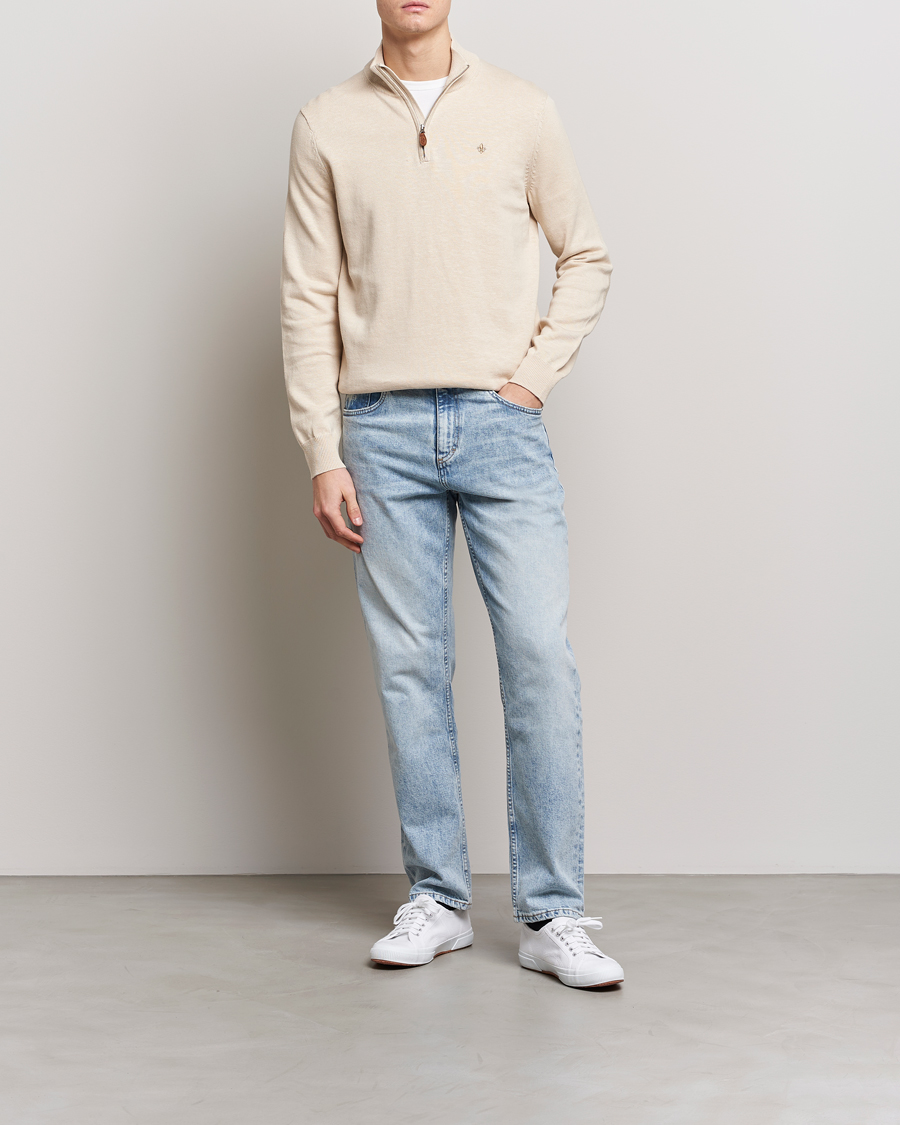 Homme | Pulls Et Tricots | Morris | Harold Cotton/Linen Summer Half Zip Ecru