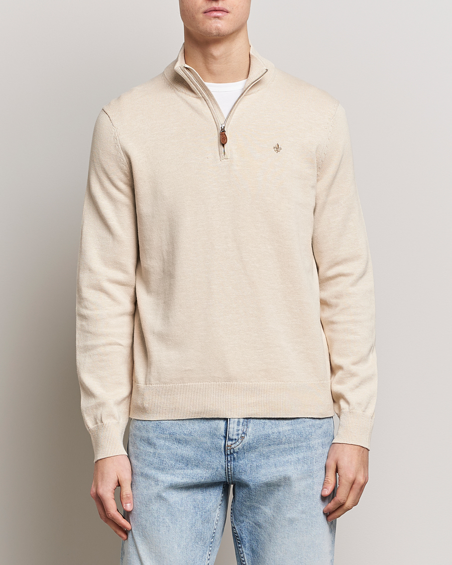 Homme | Pulls Et Tricots | Morris | Harold Cotton/Linen Summer Half Zip Ecru