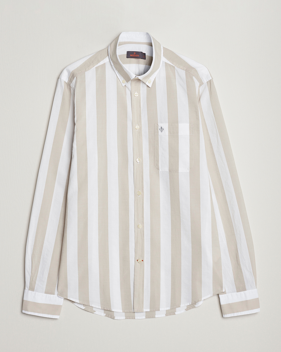 Homme | Chemises | Morris | Cotton Blockstripe Button Down Shirt Khaki/White
