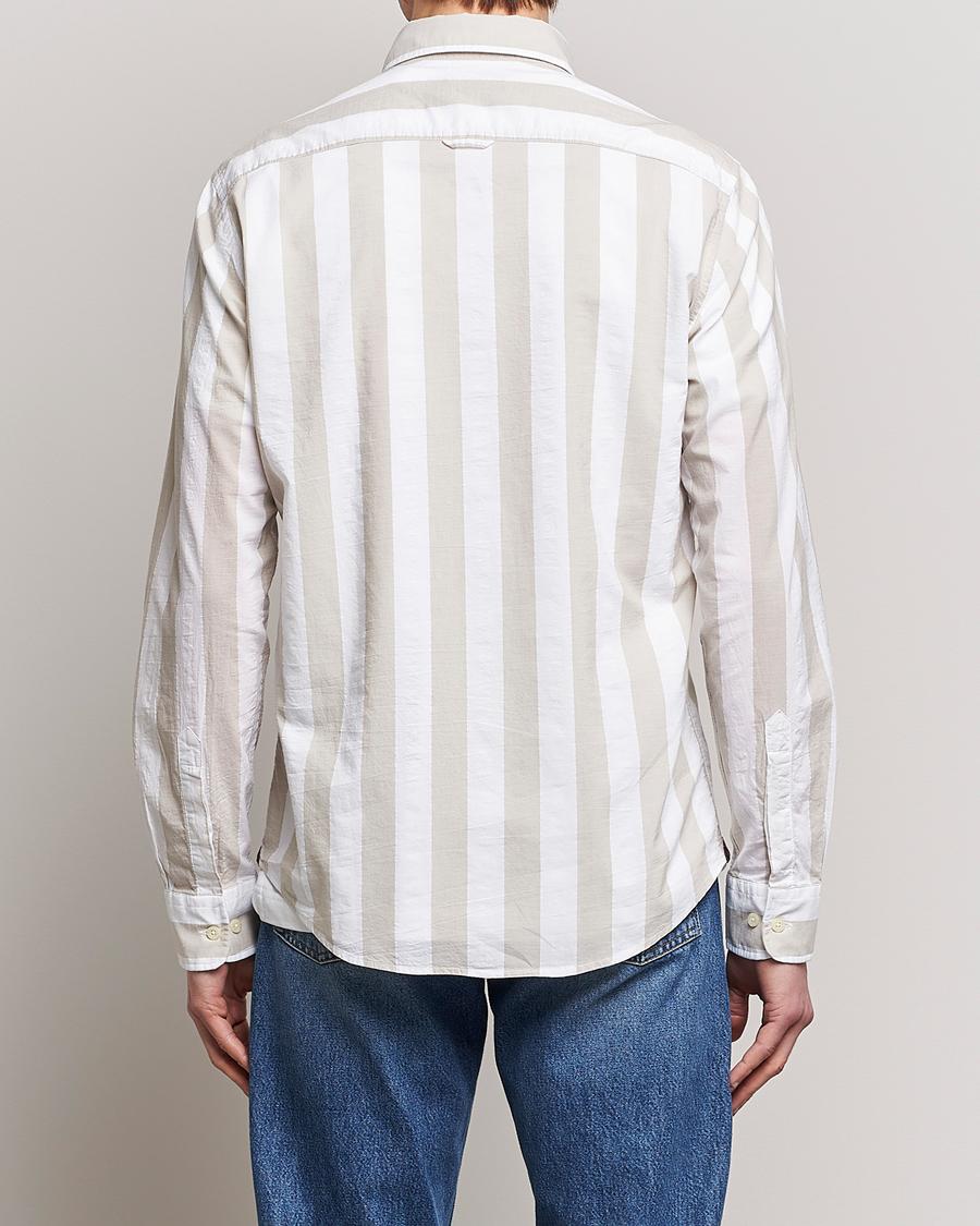 Homme | Chemises | Morris | Cotton Blockstripe Button Down Shirt Khaki/White