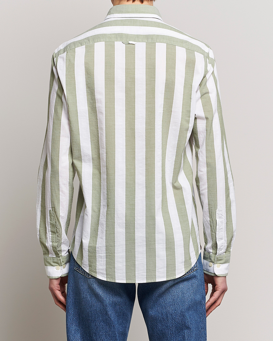 Homme | Chemises | Morris | Cotton Blockstripe Button Down Shirt Green/White
