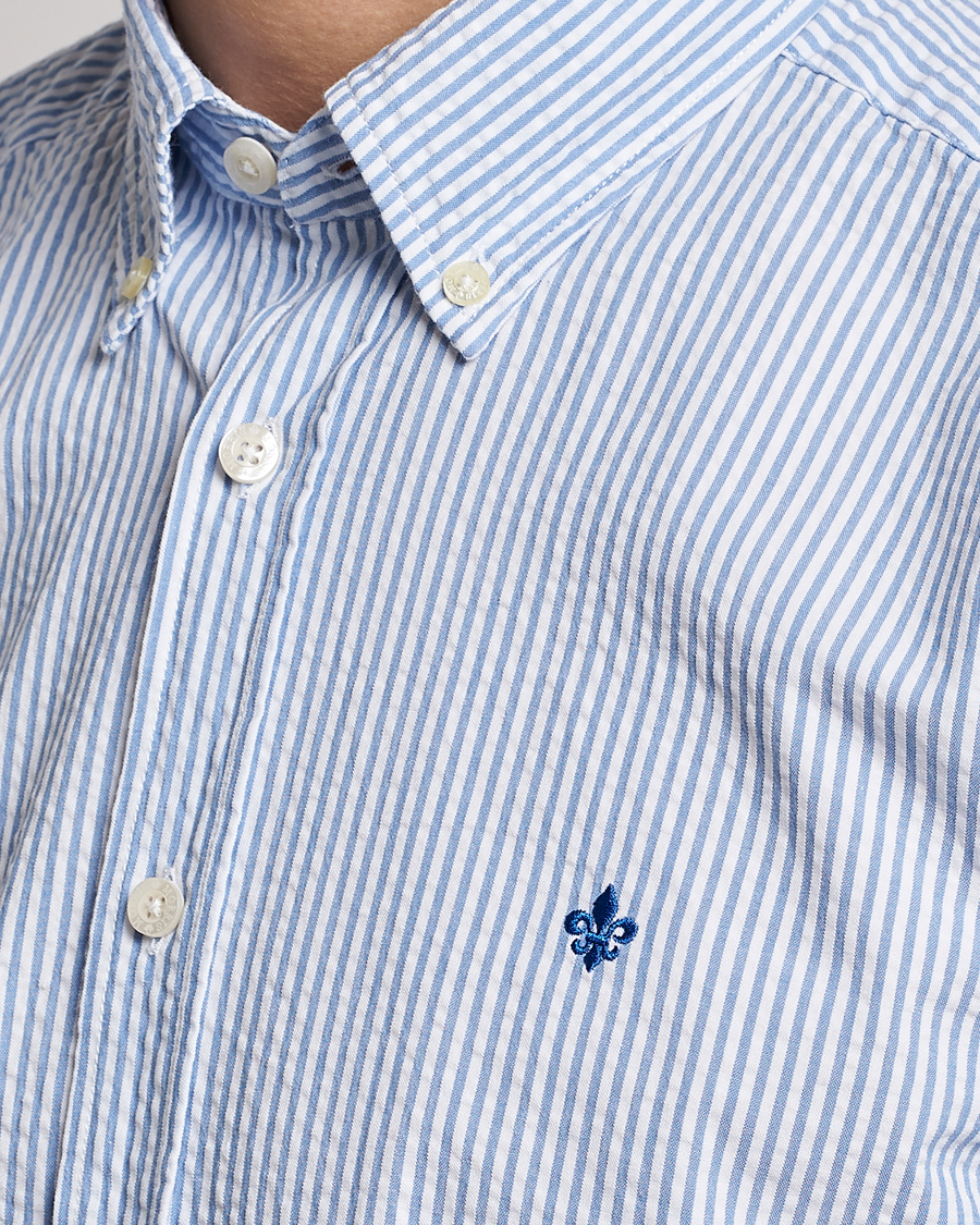 Homme | Chemises | Morris | Seersucker Button Down Shirt Light Blue/White