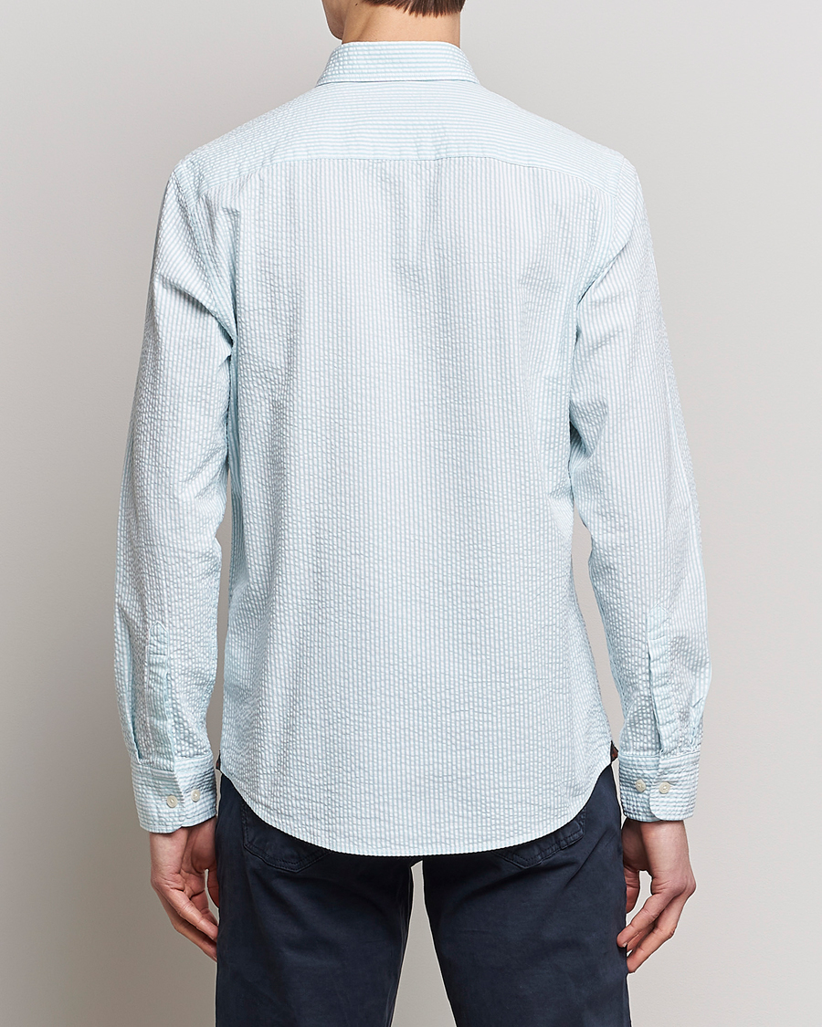Homme | Chemises | Morris | Seersucker Button Down Shirt Aqua/White