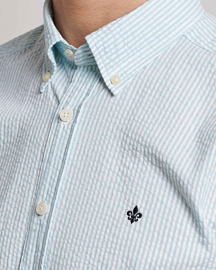 Homme | Chemises | Morris | Seersucker Button Down Shirt Aqua/White