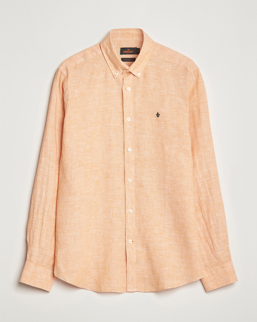 Heren | Overhemden | Morris | Douglas Linen Button Down Shirt Orange