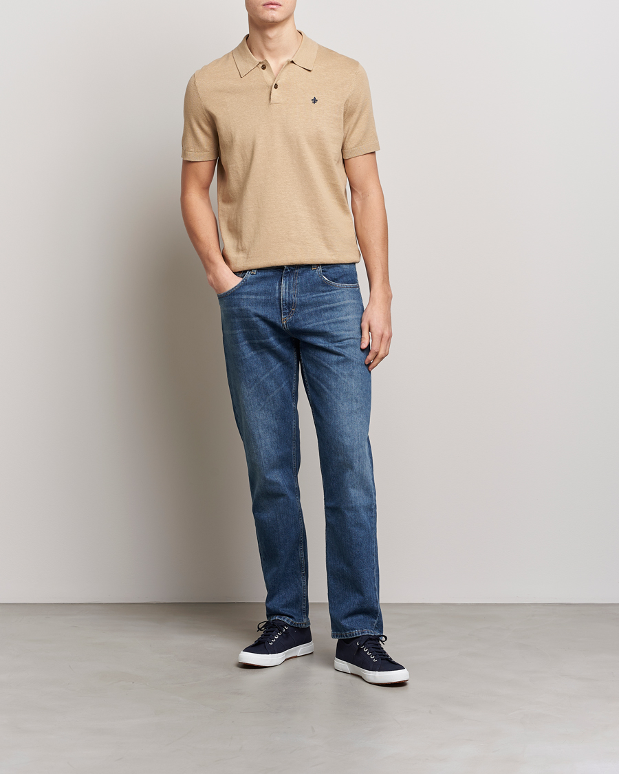 Homme | Polos | Morris | Harold Cotton/Linen Summer Polo Camel
