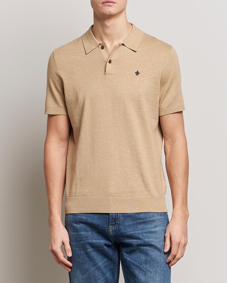 Homme | Polos | Morris | Harold Cotton/Linen Summer Polo Camel