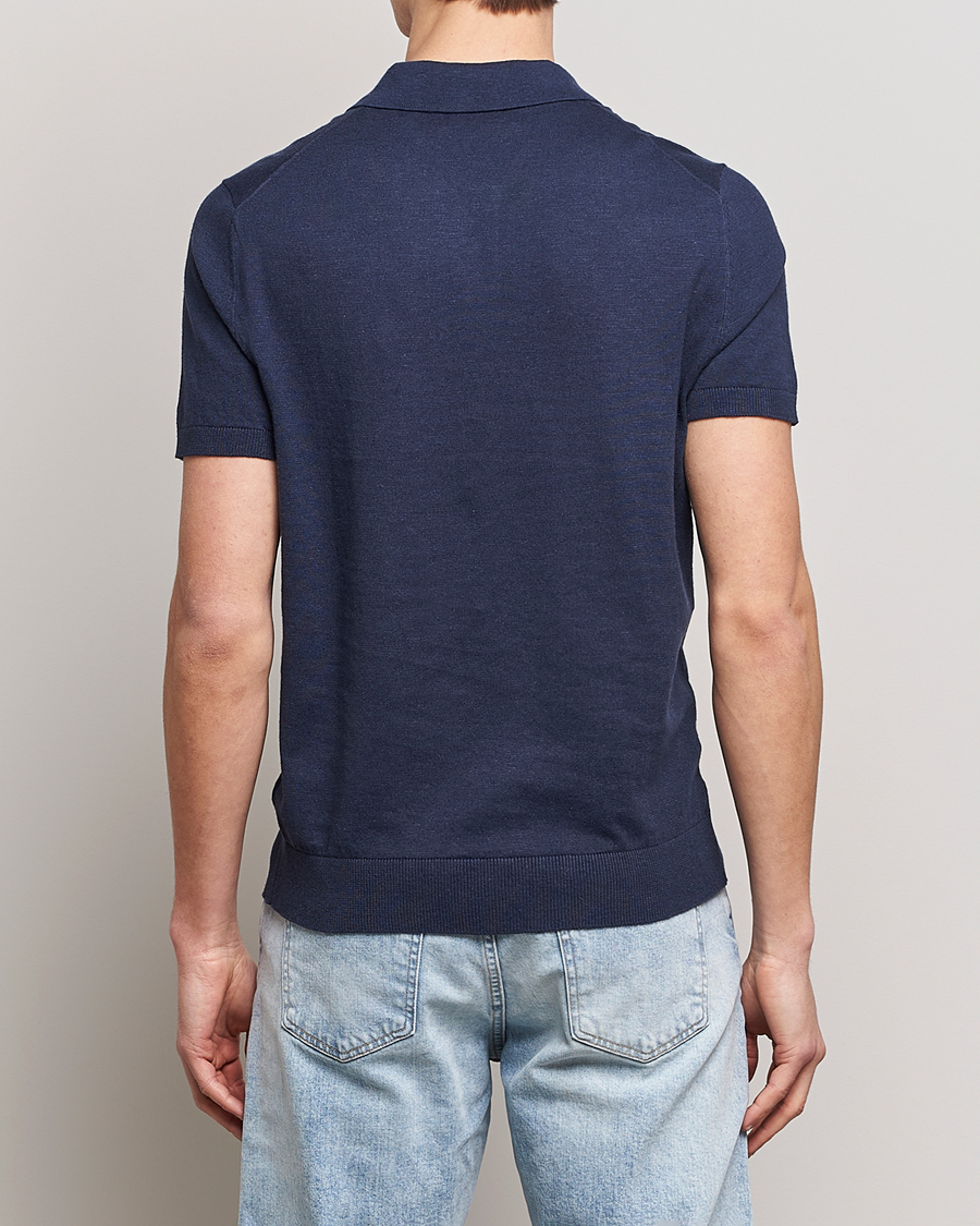 Homme | Polos | Morris | Harold Cotton/Linen Summer Polo Navy