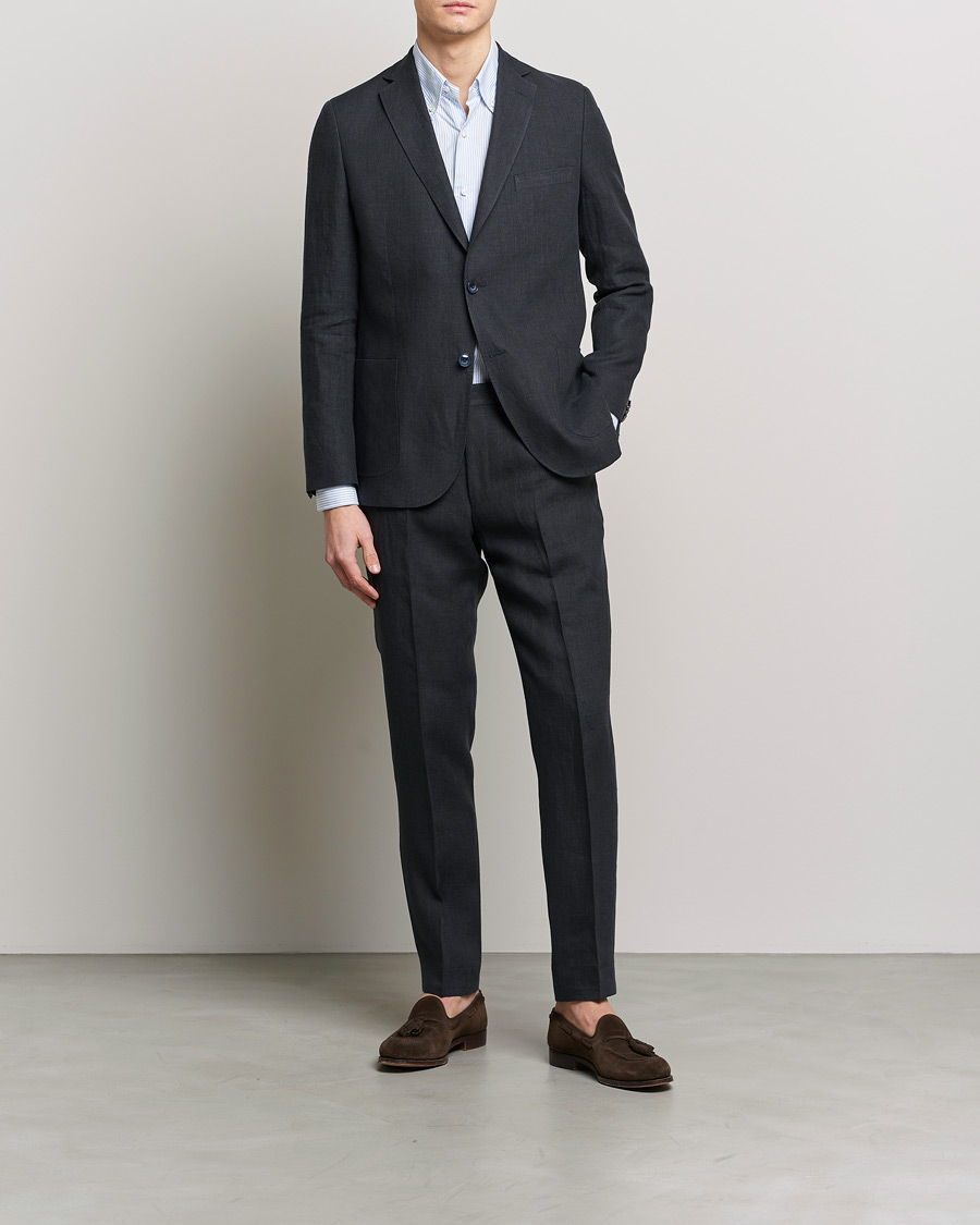 Homme | Pantalons | Morris | Bobby Linen Suit Trousers Navy