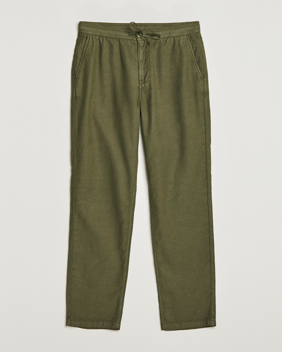 Homme | Pantalons | Morris | Fenix Linen Drawstring Trousers Olive