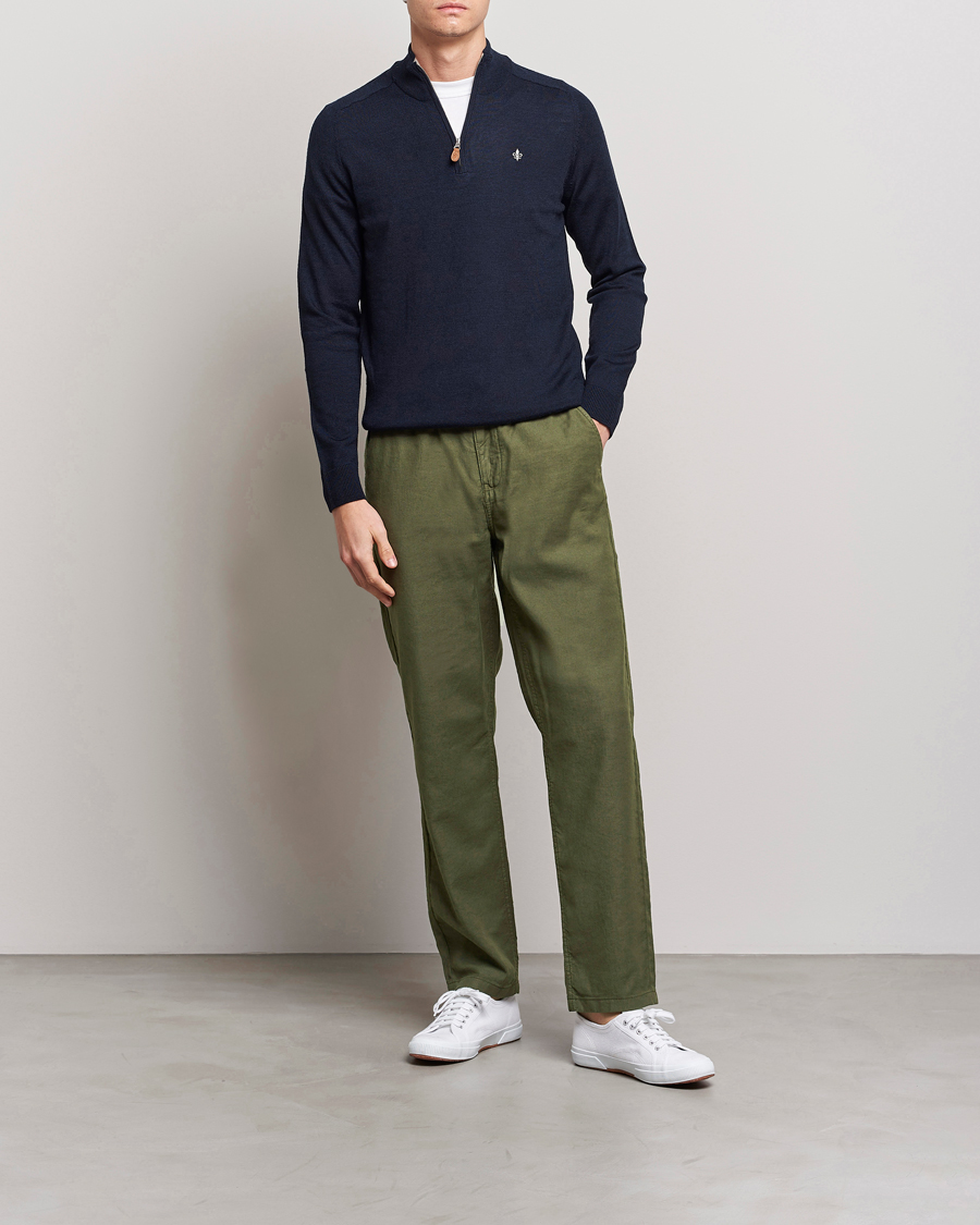 Homme | Pantalons | Morris | Fenix Linen Drawstring Trousers Olive