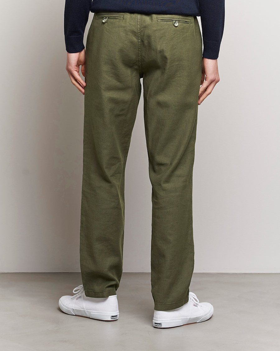 Homme | Pantalons | Morris | Fenix Linen Drawstring Trousers Olive