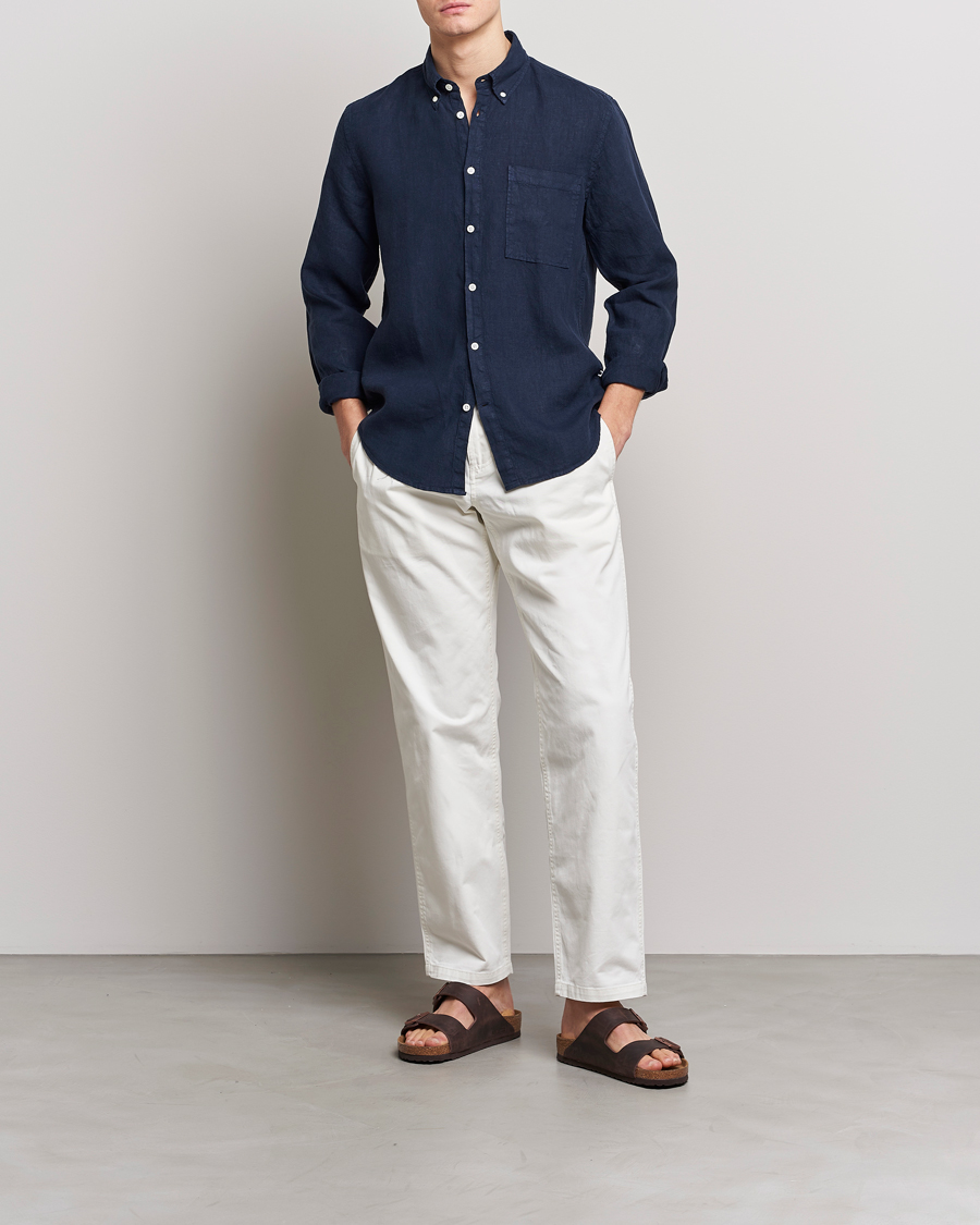 Homme | Chemises | NN07 | Arne Linen Shirt Navy Blue