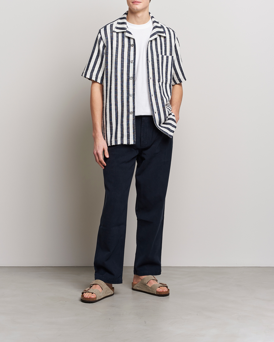 Homme | Chemises | NN07 | Julio Striped Short Sleeve Shirt Navy/White