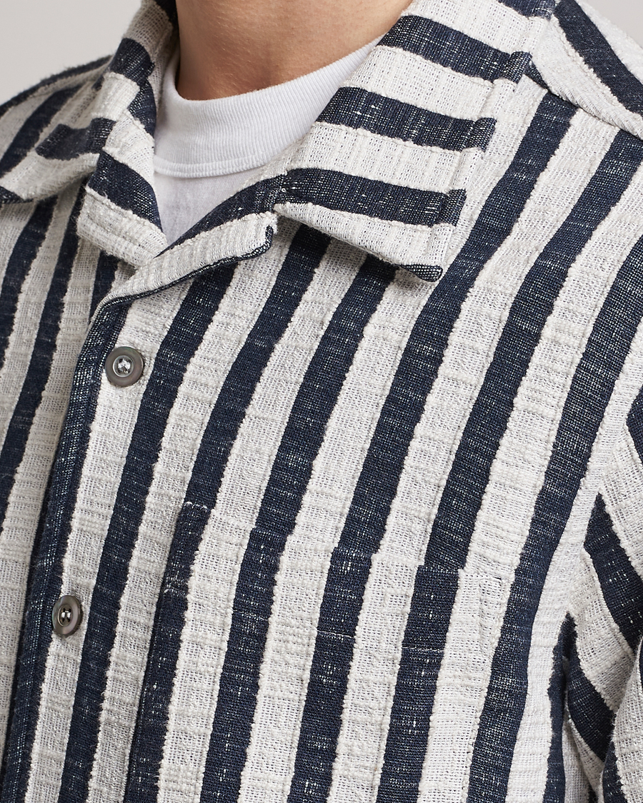 Homme | Chemises | NN07 | Julio Striped Short Sleeve Shirt Navy/White