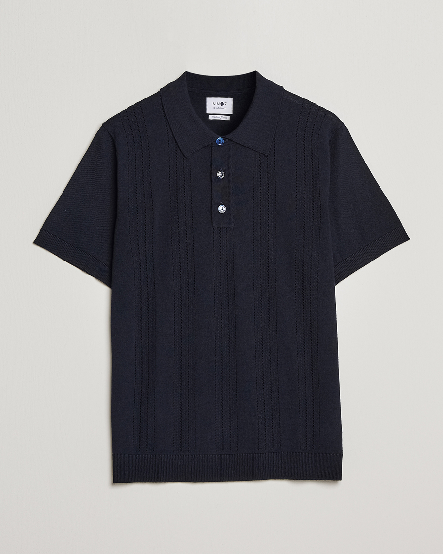 Homme | Polos | NN07 | Thor Knitted Polo Navy Blue