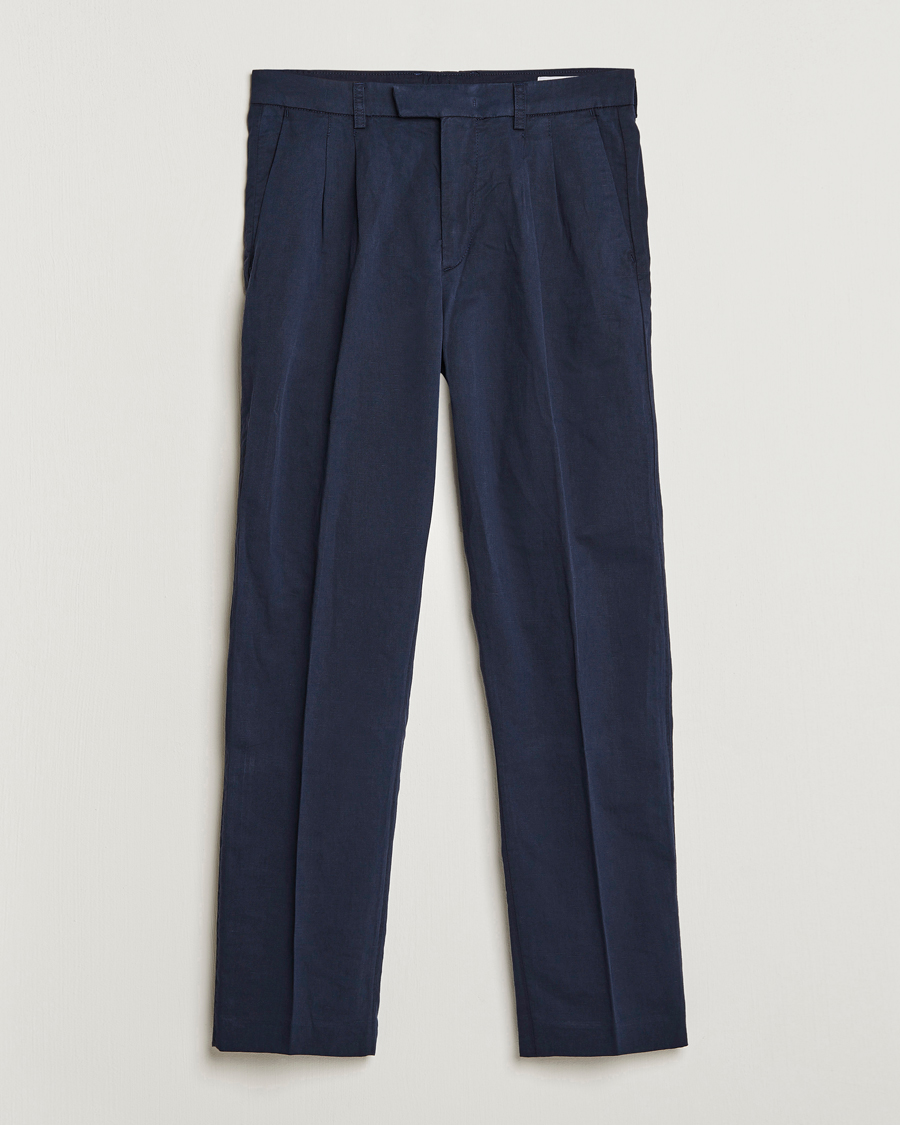 Heren | Broeken | NN07 | Fritz Pleated Trousers Navy Blue