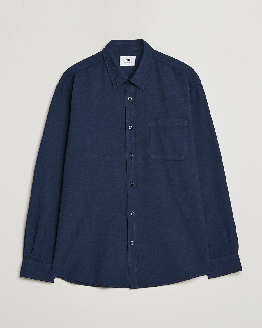Homme | Chemises | NN07 | Deon Jacquard Shirt Navy Blue