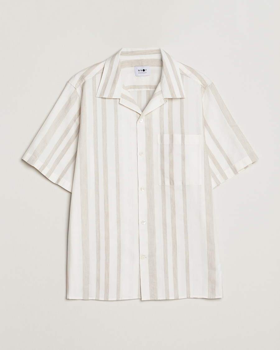 Homme | Chemises | NN07 | Julio Block Stripe Short Sleeve Shirt Khaki/White