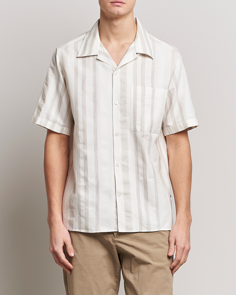 Homme | Chemises | NN07 | Julio Block Stripe Short Sleeve Shirt Khaki/White