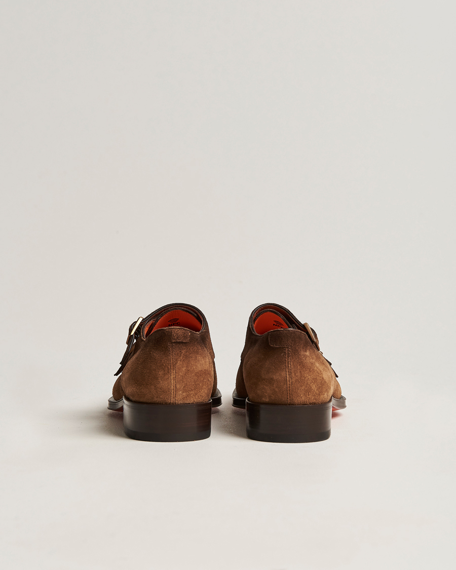 Heren | Santoni Double Monk Shoe Brown Suede | Santoni | Double Monk Shoe Brown Suede
