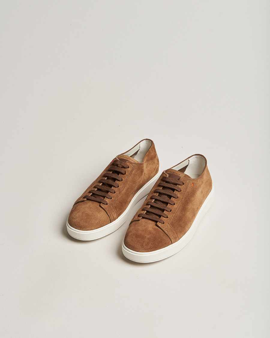 Homme | Santoni Plain Sneaker Dark Brown Suede | Santoni | Plain Sneaker Dark Brown Suede