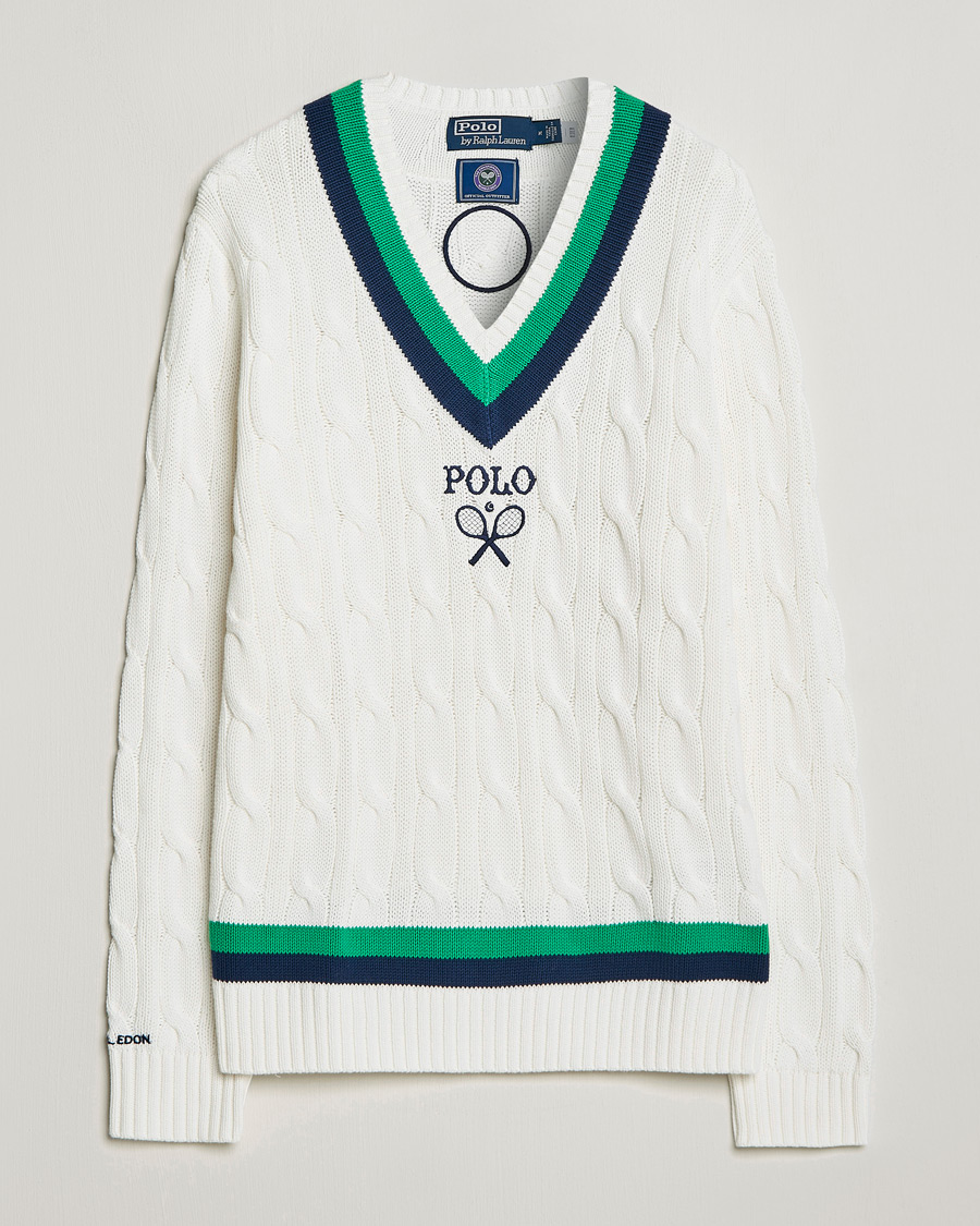 Heren | Truien | Polo Ralph Lauren | Knitted V-Neck Cricket Sweater Ceramic White