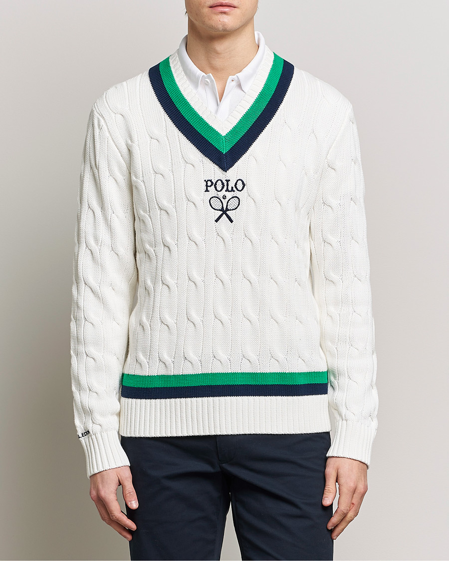 Heren | Truien | Polo Ralph Lauren | Knitted V-Neck Cricket Sweater Ceramic White