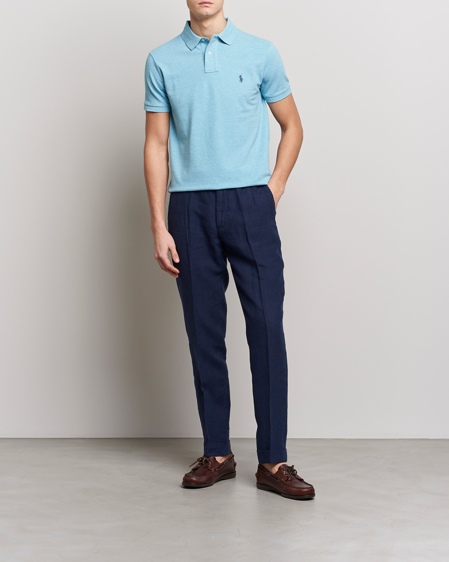 Homme | Polos | Polo Ralph Lauren | Custom Slim Fit Polo Watchhill Blue Heather