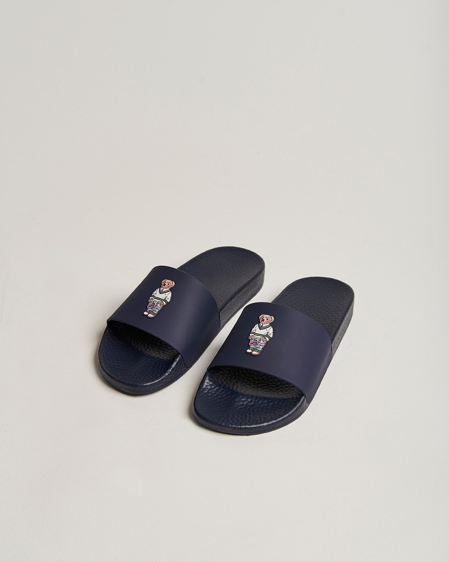 Heren | Polo Ralph Lauren Bear Slides Navy | Polo Ralph Lauren | Bear Slides Navy