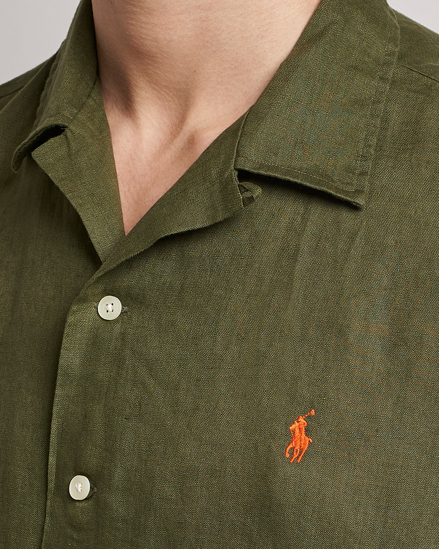 Heren | Overhemden | Polo Ralph Lauren | Linen Camp Collar Short Sleeve Shirt Dark Sage