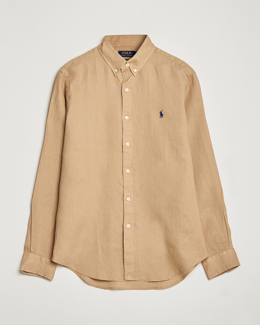 Homme | Chemises | Polo Ralph Lauren | Slim Fit Linen Button Down Shirt Vintage Khaki
