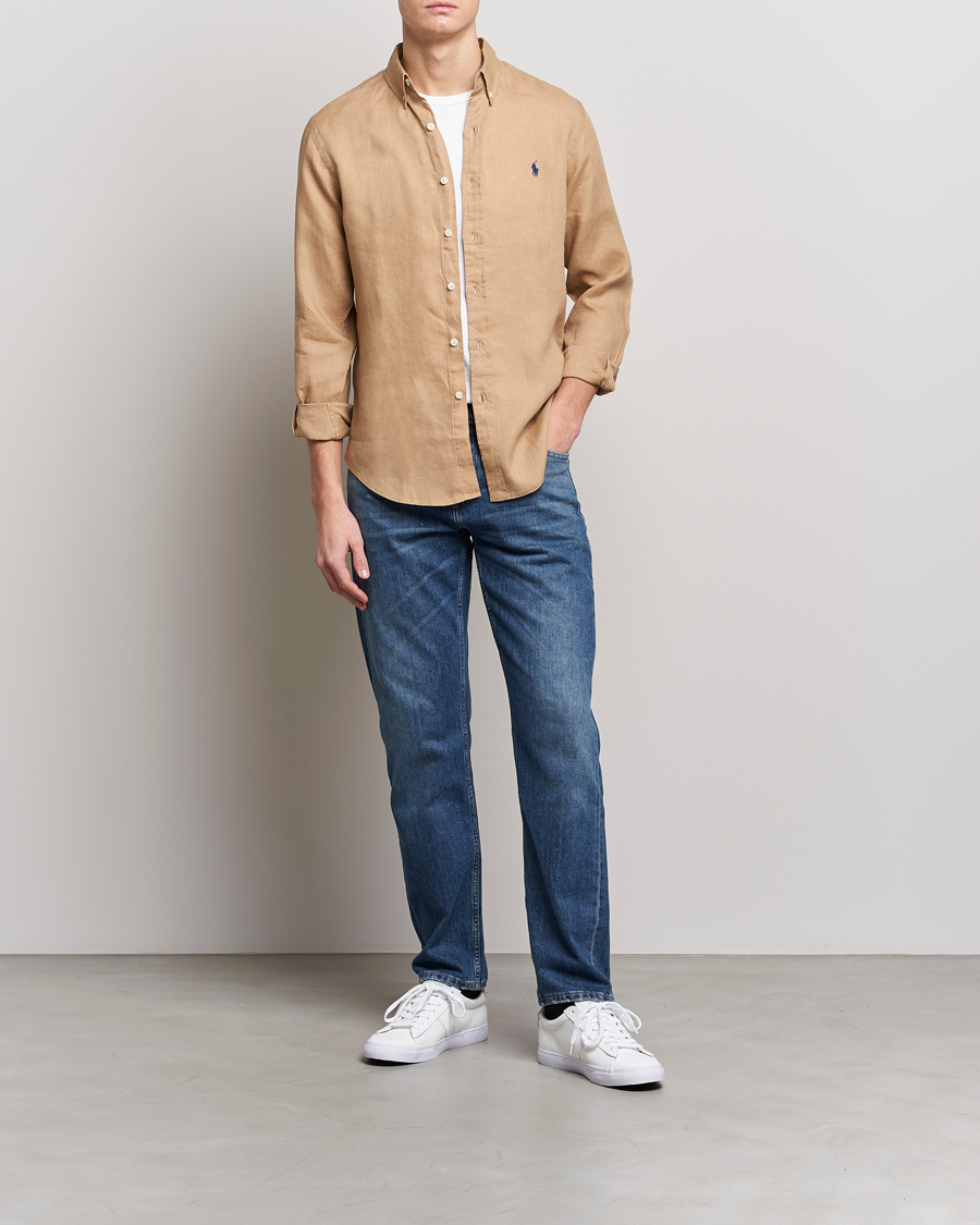 Homme | Chemises | Polo Ralph Lauren | Slim Fit Linen Button Down Shirt Vintage Khaki