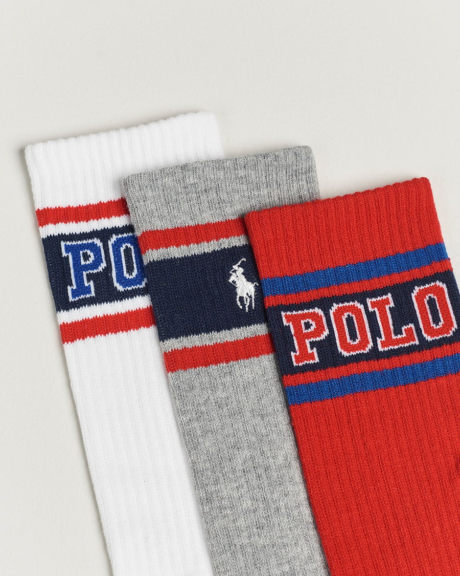 Heren | Ondergoed | Polo Ralph Lauren | Varsity 3-Pack Sock Red/Grey/White