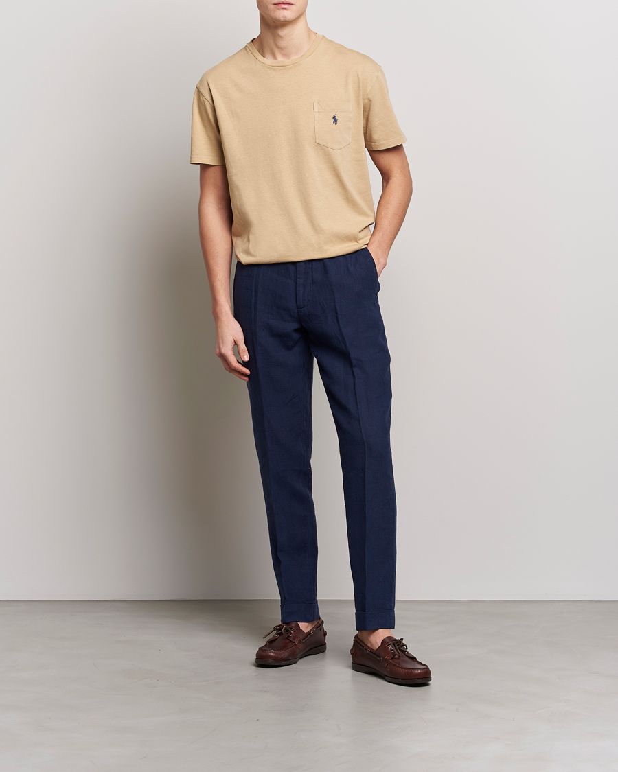 Heren | T-shirts | Polo Ralph Lauren | Cotton/Linen Crew Neck T-Shirt Vintage Khaki