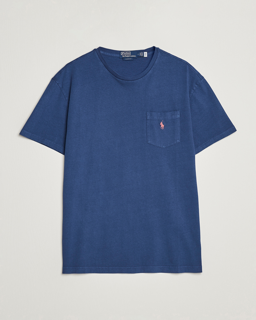 Heren | T-shirts | Polo Ralph Lauren | Cotton/Linen Crew Neck T-Shirt Light Navy