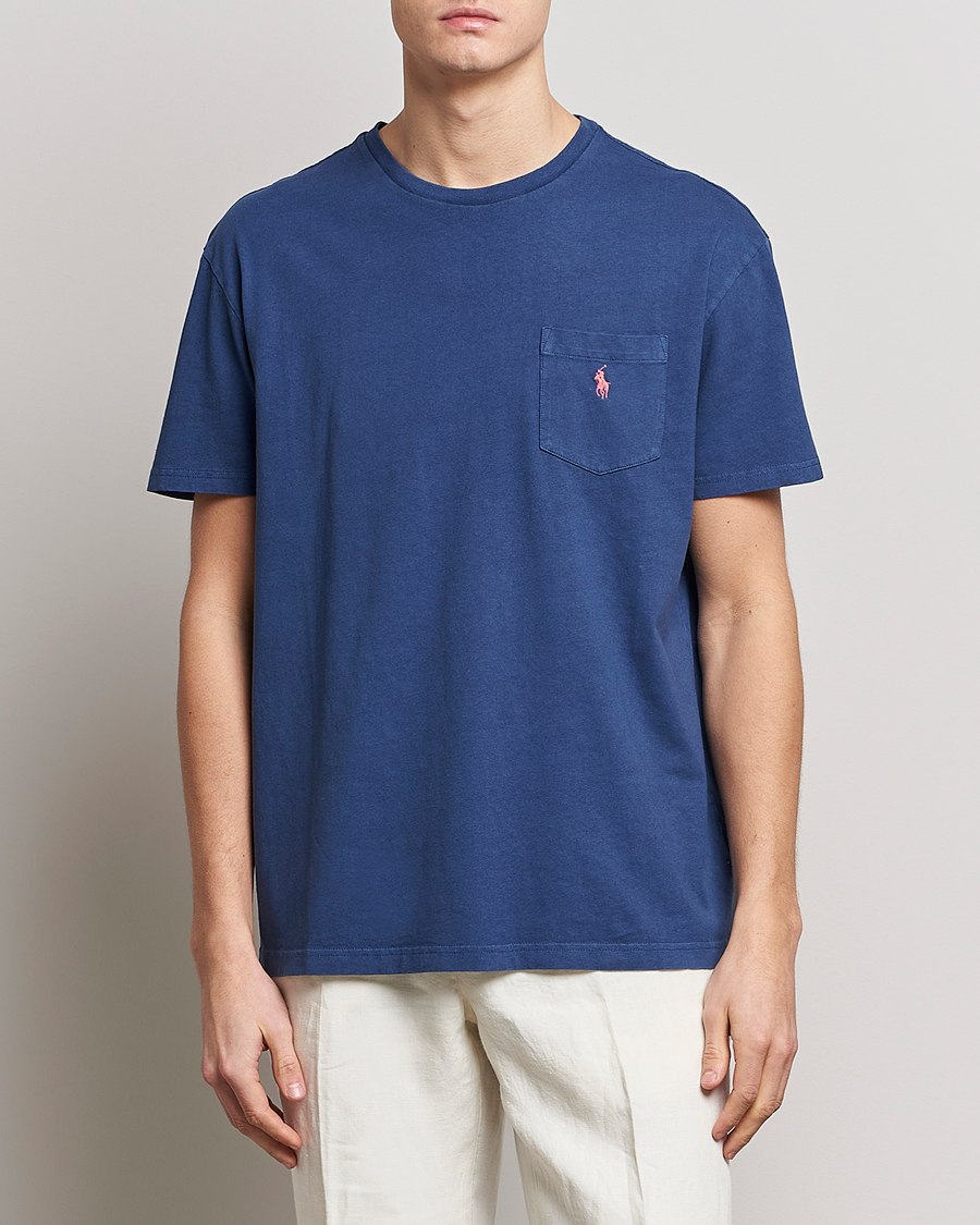 Heren | T-shirts | Polo Ralph Lauren | Cotton/Linen Crew Neck T-Shirt Light Navy